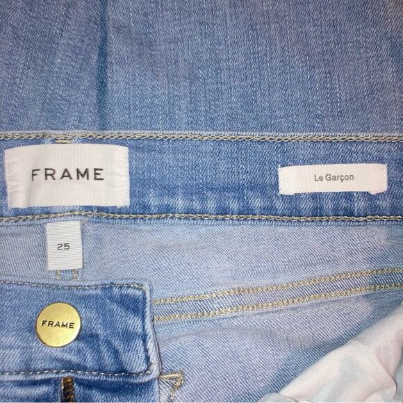 Frame - Le Garcon Mid-Rise Boyfriend Jean in Light Blue Overturn-size 25 - Picture 6 of 14